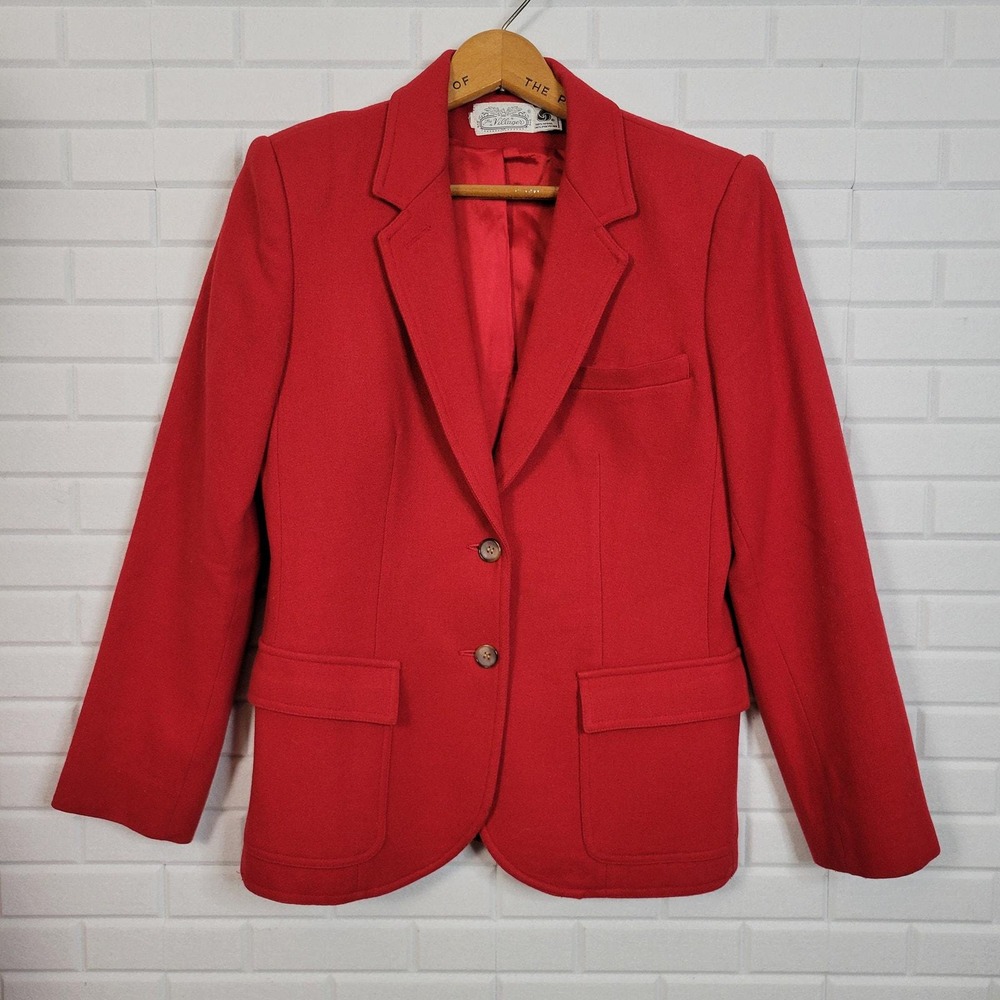 1980s vintage red wool‎ blazer The Villager womans size 8 equestrian jacket